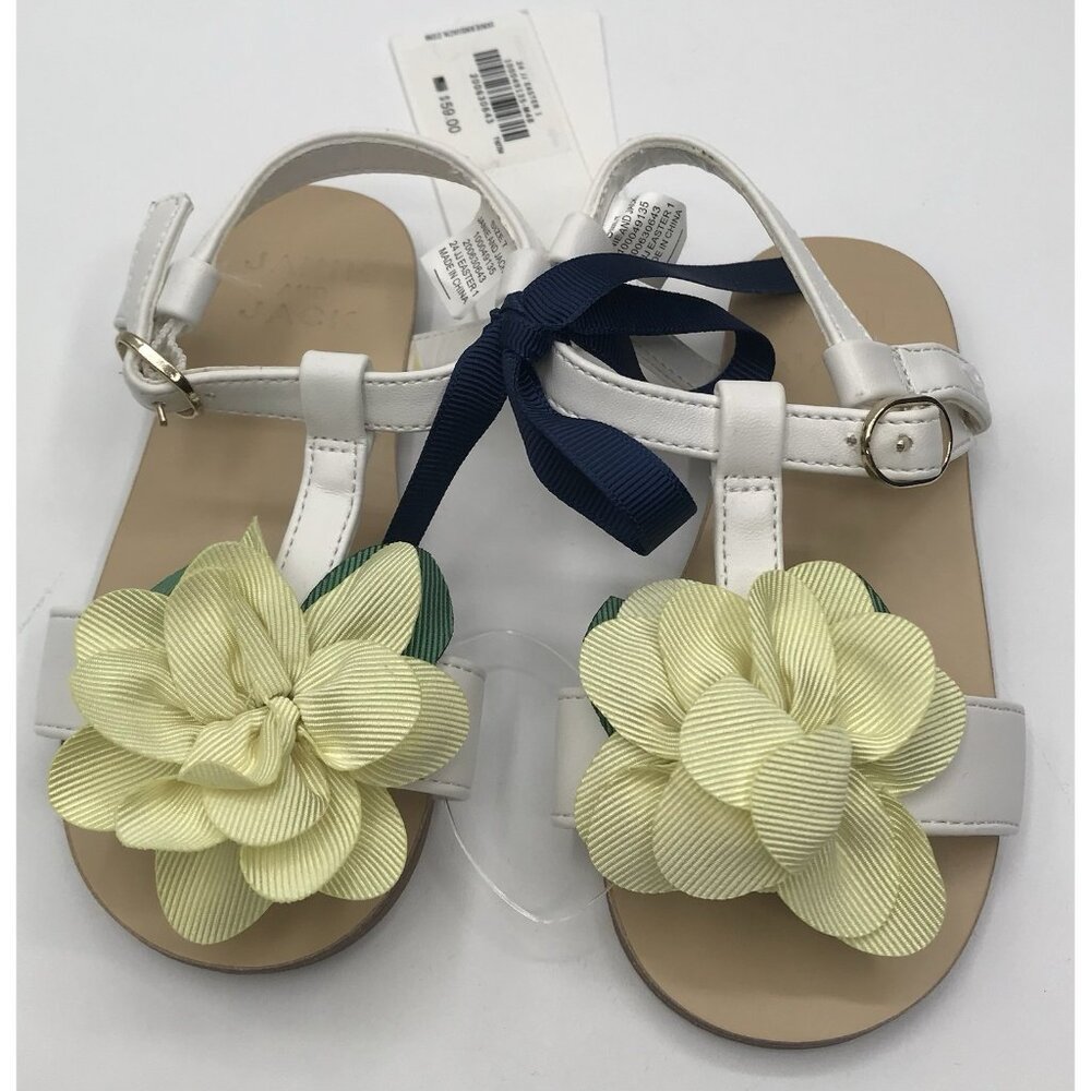 Janie And Jack Sandals Girls Toddler Size 7 White‎ Yellow Floral